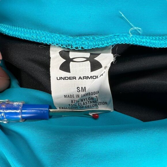 Under Armour Tights Women's Size Small Black Turquoise Capri Leggings - Picture 9 of 11